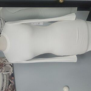 NWT SPIRITUAL GANGSTER WHITE RIBBED LOVE IS THE ANSWER BODYCON LONG SLEEVE